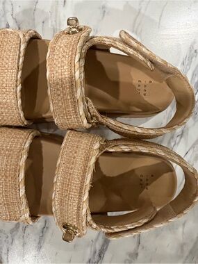 a new day Beige Woven Platform Sandals with Braided Trim